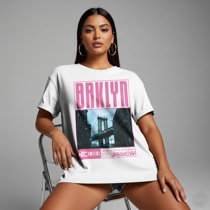 Brooklyn Graphic Oversized Tee - White