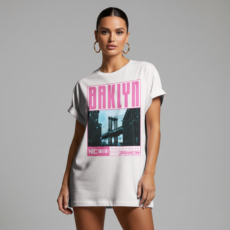 Brooklyn Graphic Oversized Tee - White