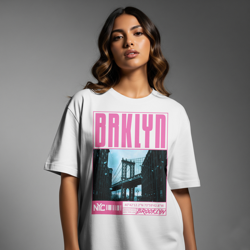 Brooklyn Graphic Oversized Tee - White